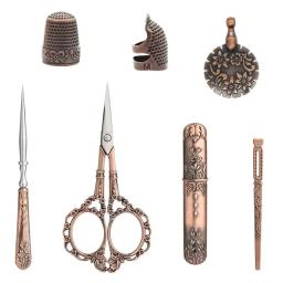 Antigo bordado Scissor Kit, Estilo Europeu Scissor Set, Cobre Vermelho, Aço Inoxidável Costura Ferramenta - Image 5