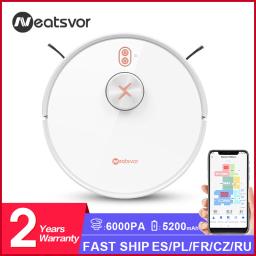 Robô aspirador de pó Neatsvor x600pro 6000pa molhado seco mop casa inteligente varrer poeira app wifi navegação a laser aspirador robô - Image 1
