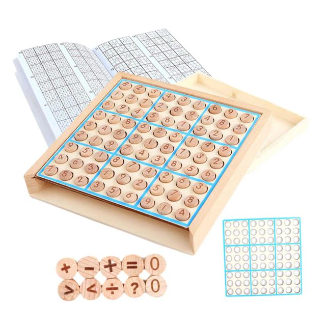 Sudoku de Madeira Portátil para Crianças - Brinquedo Educativo, Quebra-Cabeça Divertido e Presente Ideal de Aniversário