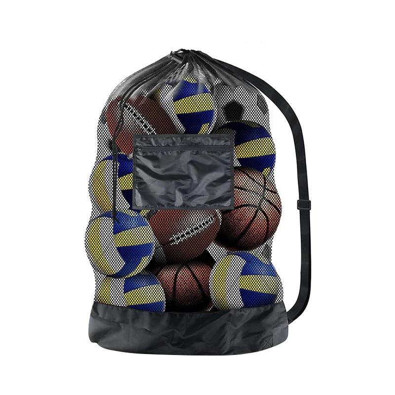 Grande malha saco para armazenamento de basquete, futebol, voleibol, cordão ajustável, bolsa de ombro, bola Sports Training Equipment - Image 1