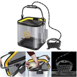 Caixa de Pesca Dobrável Transparente, Peixe Vivo Balde, Suprimentos Multifuncionais para Pescador, EVA, 7L, 12L - Image 5