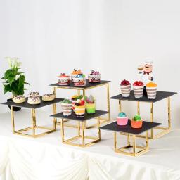 Brilhante Placa De Ouro Bandejas, Suporte Do Bolo, Mesa De Bar De Doces, Buffet De Banquete, Cupcake De Casamento, Biscoitos, Frutas Prato, Home Party, Festa Foods, 18 pcs - Image 2