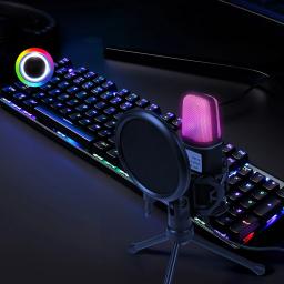 LED USB Microfone Condensador, Wire Gaming Mic, Gravação Podcast, Studio Streaming, Laptop, Desktop, PC - Image 5