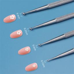 Caneta de talão em relevo, grossa e fina, dupla cabeçada, elegante e durável, portátil, popular Nail Art Trend, aço inoxidável - Image 6