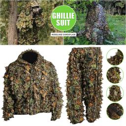 Terno de caça secreto para exterior, Ghillie Suit, Roupas de camuflagem, Folhas de treinamento na selva, Calças com capuz - Image 2