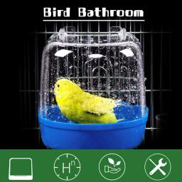 1pc claro banho de pássaros para gaiola periquito gaiola de pássaros acessórios pendurado caixa de banho de pássaros papagaio banheira de banho de pássaros com vista clara - Image 3
