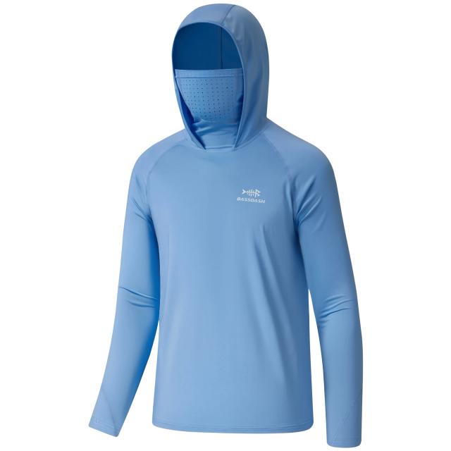 Camisas com Capuz e Máscara BASSDASH: Proteção Solar UPF 50+, Polainas de Pescoço UV para Pesca e Natação Juvenil