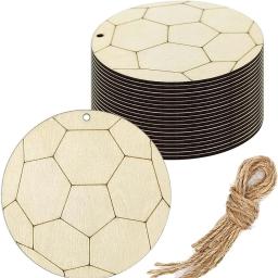 Pingentes De Pendurado De Bola De Esportes De Madeira, Ornamento De Bolas Multi, Decorações De Festa Temática De Futebol, Suprimentos De Pintura DIY, 12Pcs por Conjunto - Image 6