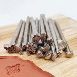 Selos De Cerâmica Para Gravação, Ferramentas De Couro, Aço Inoxidável, Perfurador De Flores, Carimbo Manual De Cerâmica DIY, Conjunto De Molde De Impressão - Image 1