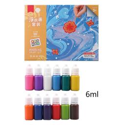 6ml água marmoring pintura kit água arte pintura conjunto com esboço papel artes artesanato para menina menino atividades criativas 6/12x - Image 6