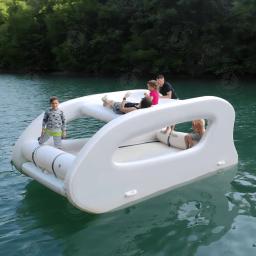 Barco portátil para lago e rio, casa inflável, estilo luxuoso, novo design de fábrica, ilha flutuante do barco - Image 2