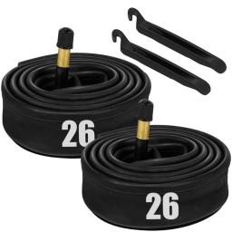 2 peças 12/14/16/18/20/24/26/27.5/29x1.75-2.125in tubos internos de bicicleta borracha butílica, válvula schrader de 32mm, inclui 2 alavancas de pneus - Image 2