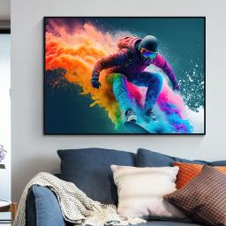 Pôster de snowboard, imagens de snowboard, esportes, impressão em tela, arte de parede, pintura, decoração de quarto de casa - Image 2
