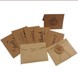 6 pçs obrigado retro cartão kraft papel envelopes selo adesivo festa de casamento marrom envelope adesivo conjunto ofício sacos de papel - Image 1