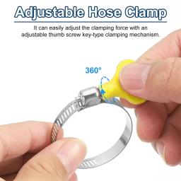 5 pçs 8-44mm braçadeiras de mangueira ajustável alça de plástico amarelo torção clipes de tubulação de aço inoxidável fixadores braçadeiras de vedação clipe de vedação - Image 3