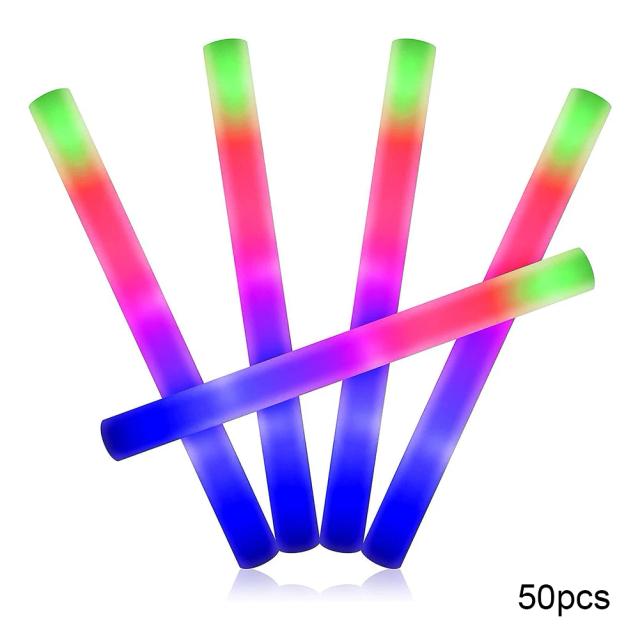 Bastões de Luz LED Coloridos Reutilizáveis para Festas e Concertos - Pacote com 50 Peças e Efeitos Luminosos Piscantes
