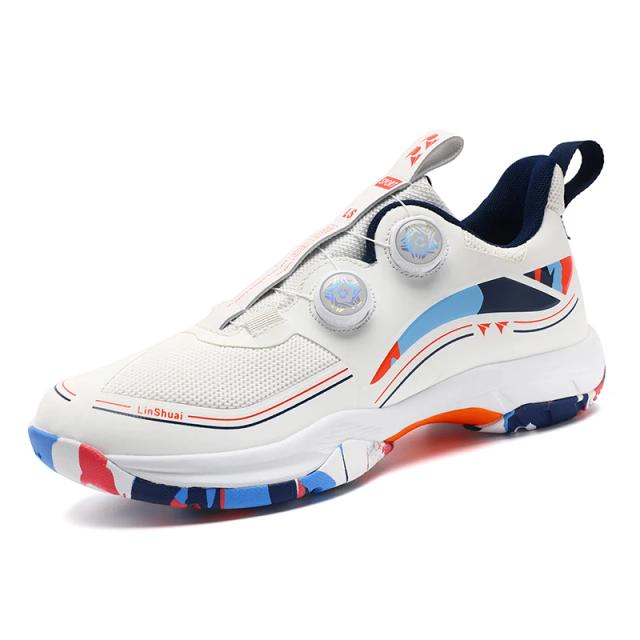 Sapatos de Badminton Casuais Leves com Fivela Giratória para Casal Treinamento de Tênis Masculino