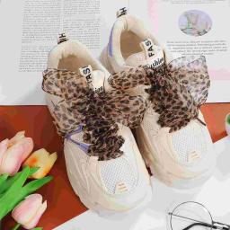 2 pçs cadarços de renda leopardo encantador sapato decoração acessório para bota cinta plana substituição tênis fita esportes chita tênis - Image 3