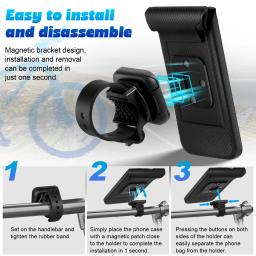 Bicicleta magnética suporte do telefone, impermeável ciclismo acessórios, MTB guidão stand, liberação rápida, equitação suporte, 360 ° rotativo - Image 5