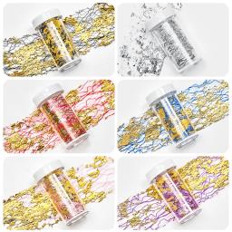 Folhas de alumínio adesivo para unhas, folhas de papel 3d de malha, decorações diy para design de unhas, ouro e prata, 20cm/50cm x 4cm, 1 caixa - Image 3