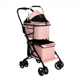 Carrinho de estimação de camada dupla, leve e dobrável, suprimentos separados para cães e gatos, carrinho de estimação para sair - Image 1