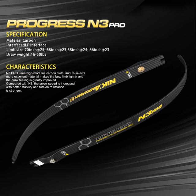Arco ILF Pro N3 de 100% Fibra de Carbono, Peso Ajustável de 20 a 46 LBS, 68'' e 70'', Inclui 1 Par de Flechas