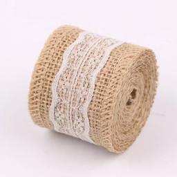 Rolos de fita de serapilheira com renda, fio de juta para bricolage, artesanato artesanal de casamento, linho, decoração de Natal, 2 jardas, 4F - Image 4