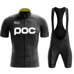 RCC POC-Manga Curta Ciclismo Jersey Set para Homens, respirável MTB Maillot, Esportes ao ar livre, Calça Bib, Vestuário Ciclismo Verão, 2022 - Image 1