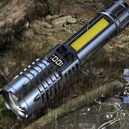 Lanterna LED Recarregável, Alta Potência, Zoom Telescópico, Bateria Embutida, Ao Ar Livre, Emergência, Acampamento, Pesca, Tocha - Image 4