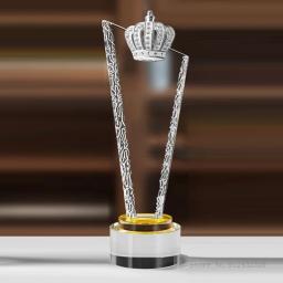 Troféu de cristal personalizado para o prêmio do grupo do empregado, ouro do metal, prata, coroa do cobre, lembranças do ofício, decoração Home, 1Pc - Image 4