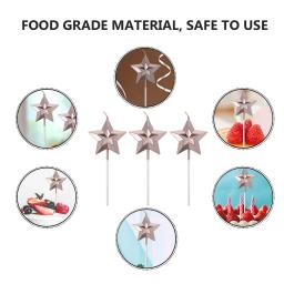 8 pçs estrela decorativa festa bolo toppers decoração ouro decorações de aniversário adornos criativos elegantes velas metal - Image 4