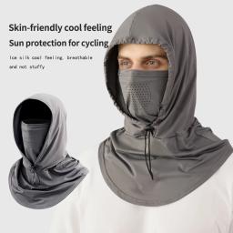 Esportes ao ar livre máscara de proteção solar chapéu tudo-em-um verão pesca chapéu de sol rosto cheio gelo seda respirável cachecol condução e ciclismo - Image 2