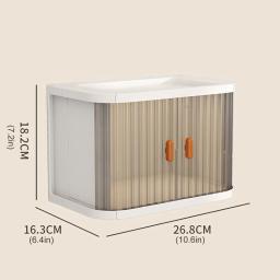 Caixa de armazenamento dobrável com portas duplas Organizadores empilháveis Organizador de mesa de grande capacidade Recipientes troncos para cosméticos e lanches - Image 2