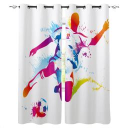 Futebol Jogador Tratamentos Janela Cortinas, rosa e azul, cortinas acabadas, Home Decor, Kids Room - Image 1