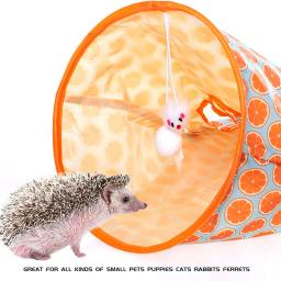 Novo gato túnel saco chocalho papel pet gatinho túnel pequenos animais de estimação broca balde dobrável interativo brinquedos do gato com bola pelúcia - Image 5
