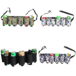 Fannypack de Armazenamento de Bebidas Ajustável, Cinto De Cerveja Titular, Cintura Pack, 6 Bolsos, Camuflagem, Portátil, 6 latas - Image 1
