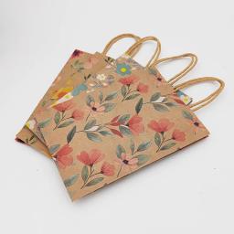 Sacos De Presente De Flor De Papel Kraft, Embrulho De Punhos, Favor Do Casamento, Embalagem Portátil, Saco De Compras, Fontes Do Partido De Aniversário, 12 Pcs, 24Pcs - Image 6
