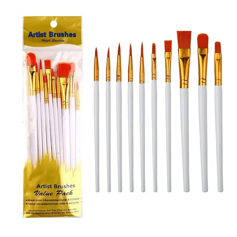 Pincéis de pintura definida para pintura acrílica, aquarela a óleo, lona da rocha, crianças, adulto desenho suprimentos, 10 pcs - Image 1
