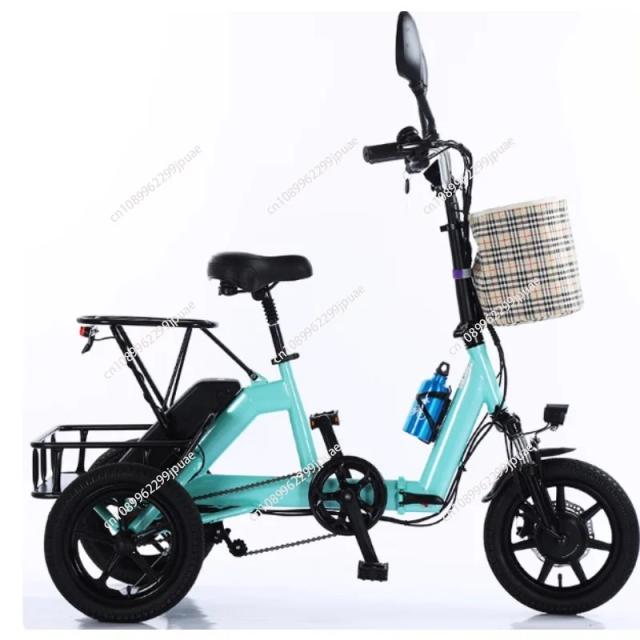Triciclo Elétrico Dobrável 14 Polegadas 48V 350W para Adultos - Capacidade 2 Pessoas