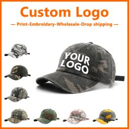 Boné de beisebol personalizado camuflagem, bordado, chapéu de sol DIY, chapéus de esportes ao ar livre, chapéu adulto, atacado - Image 1