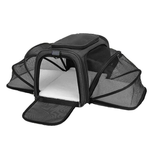 Bolsa Dobrável Respirável para Transporte de Pets com Zíperes de Segurança - Ideal para Viagens ao Ar Livre com Gatos e Cães