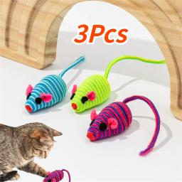 Cor enrolamento rato brinquedo para gato, Pet fornecimentos, brinquedo mastigar interativo, acessórios para animais de estimação, 3pcs - Image 1