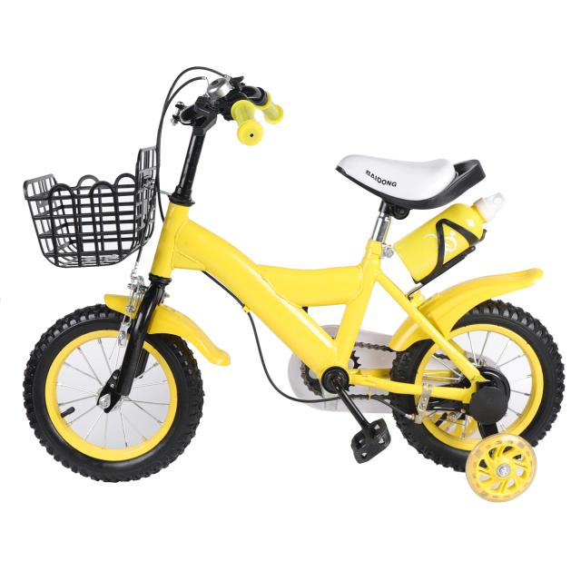 Bicicleta Amarela para Crianças de 3 a 6 Anos com Rodas de Treinamento - Durável e Perfeita para o Ar Livre