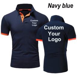 Camisa polo casual slim fit masculina, tops esportivos, impressão personalizada, personalizado seu logotipo, algodão, verão - Image 3