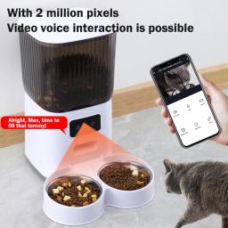 Alimentador automático para gatos com ou sem câmera Smart Auto Pet Bowl, App Controle Remoto, Dispenser de Alimentos, Grande Cão 5L, 1 Tigela, 2 Tigelas - Image 2