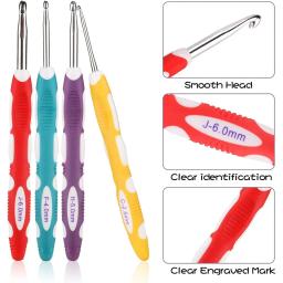 Agulhas de crochê de alumínio com aderência colorida, agulhas de tricô, mão tricotada, processo DIY ferramenta, novo - Image 6