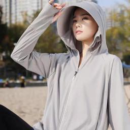 Hoodie de proteção solar de manga comprida, jaqueta com chapéu, camisas UV, camisa SPF, bolsos para caminhadas, UPF 50, proteção solar - Image 2