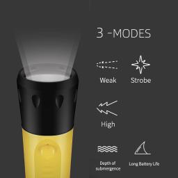 Longa lanterna de mergulho, iluminação submersível à noite, luz submersível à prova d'água, luz forte, foco L2, plástico - Image 3
