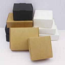 Embalagem de presente artesanal com vários tamanhos, papel kraft branco, caixa preta, embalagem de natal, caixa de embalagem com 10 peças - Image 6