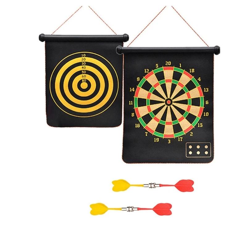 Alvos de dardos magnéticos para crianças, conjunto de dardos de jogo de tabuleiro de dois lados, alvos de rolo para cima - Image 1
